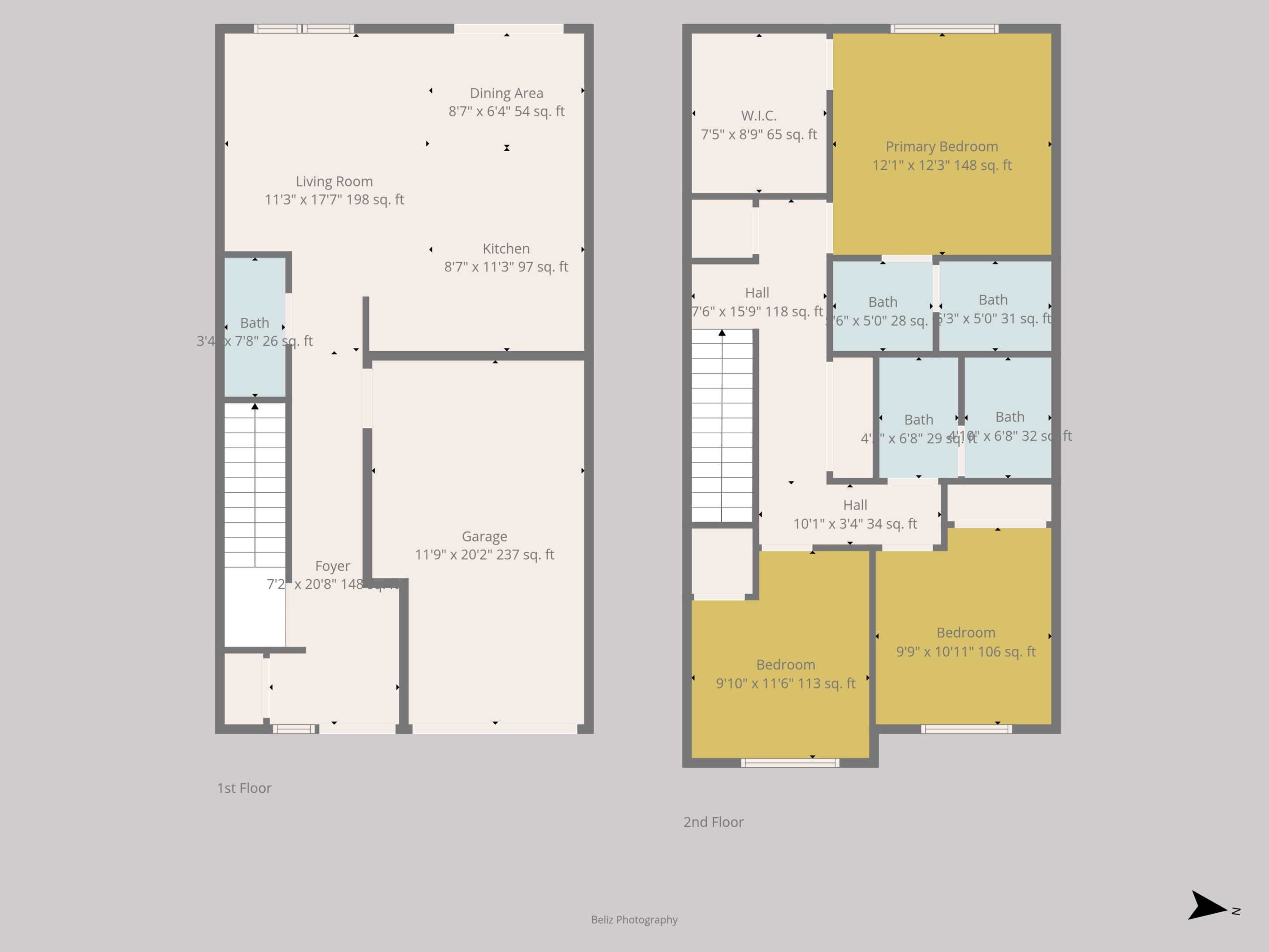 The Towns On Entiat - 3 Bedroom 2.5 Bathroom Interior Unit Floorplan - Kennewick Washington